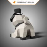 Papercraft chien carlin mignon en origami 3D
