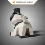 Papercraft chien carlin mignon en origami 3D, weergave 6
