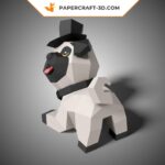 Papercraft chien carlin mignon en origami 3D