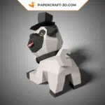 Papercraft chien carlin mignon en origami 3D, weergave 7