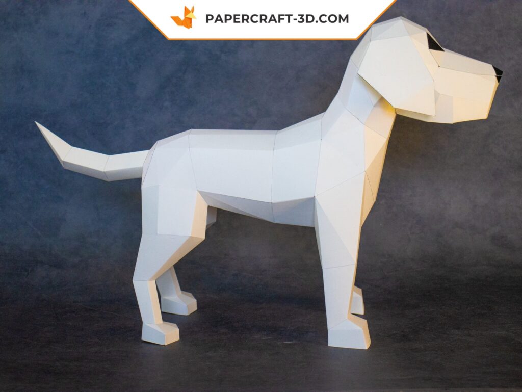 3D Origami Papercraft Small White Dog