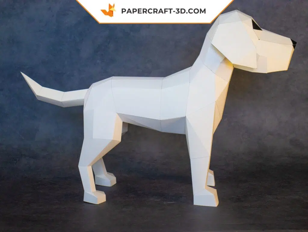 Papercraft chien en origami papier 3D, modèle téléchargeable DIY, weergave 2