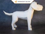 Papercraft of small white dog in 3D origami