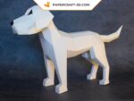 Papercraft of small white dog in 3D origami