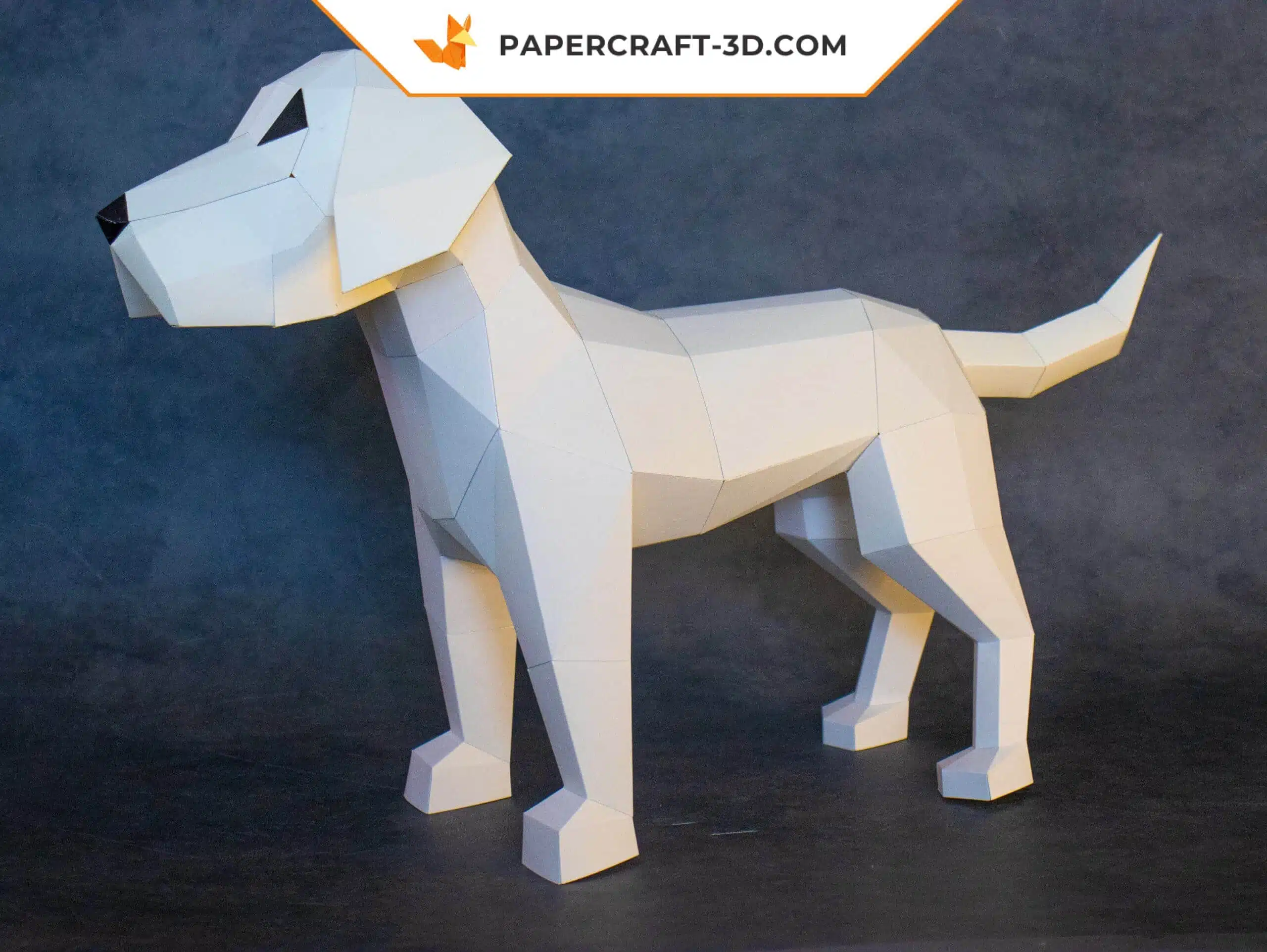 Papercraft chien en origami papier 3D, modèle téléchargeable DIY, weergave 4