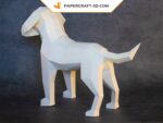 Papercraft of small white dog in 3D origami