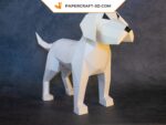 Papercraft von kleinem weißen Hund in 3D Origami
