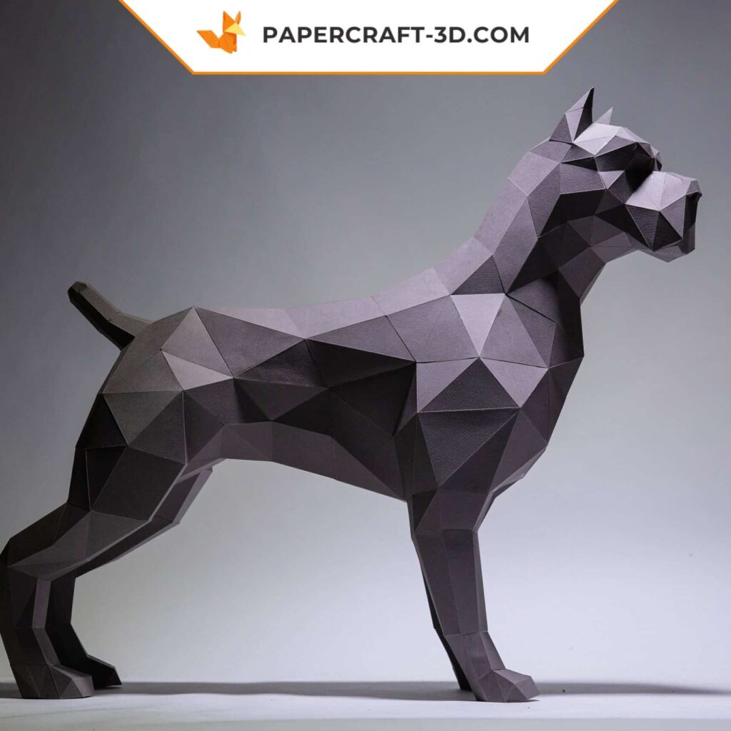 Papercraft pit bull dog in origami