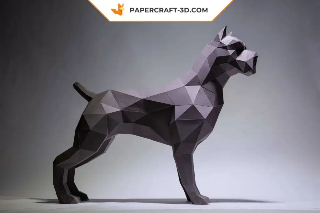 Papercraft chien pit bull origami papier 3D à monter soi-même, vue 2