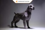Papercraft pit bull dog in origami