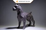 Papercraft pit bull dog in origami