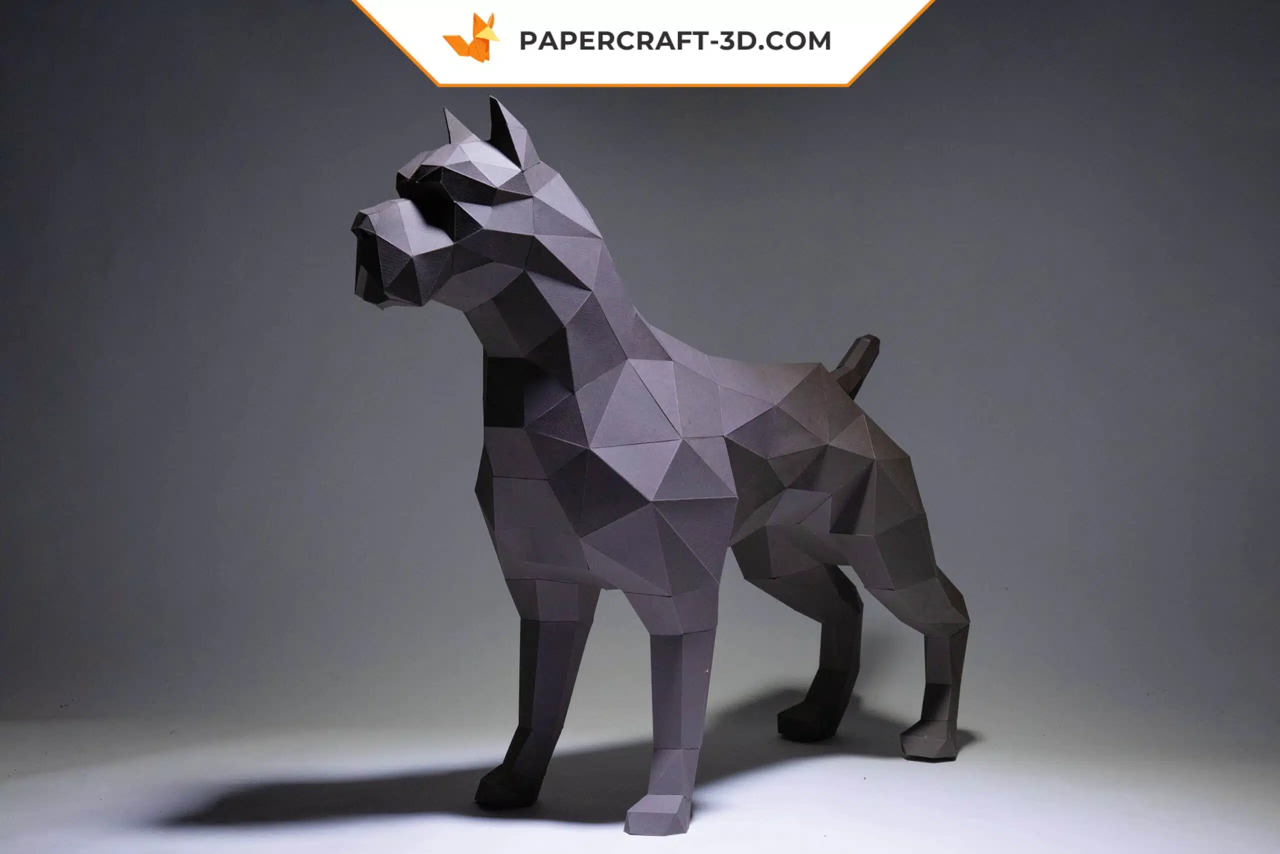 Papercraft chien pit bull origami papier 3D à monter soi-même, vue 4