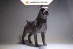 Papercraft pit bull dog in origami