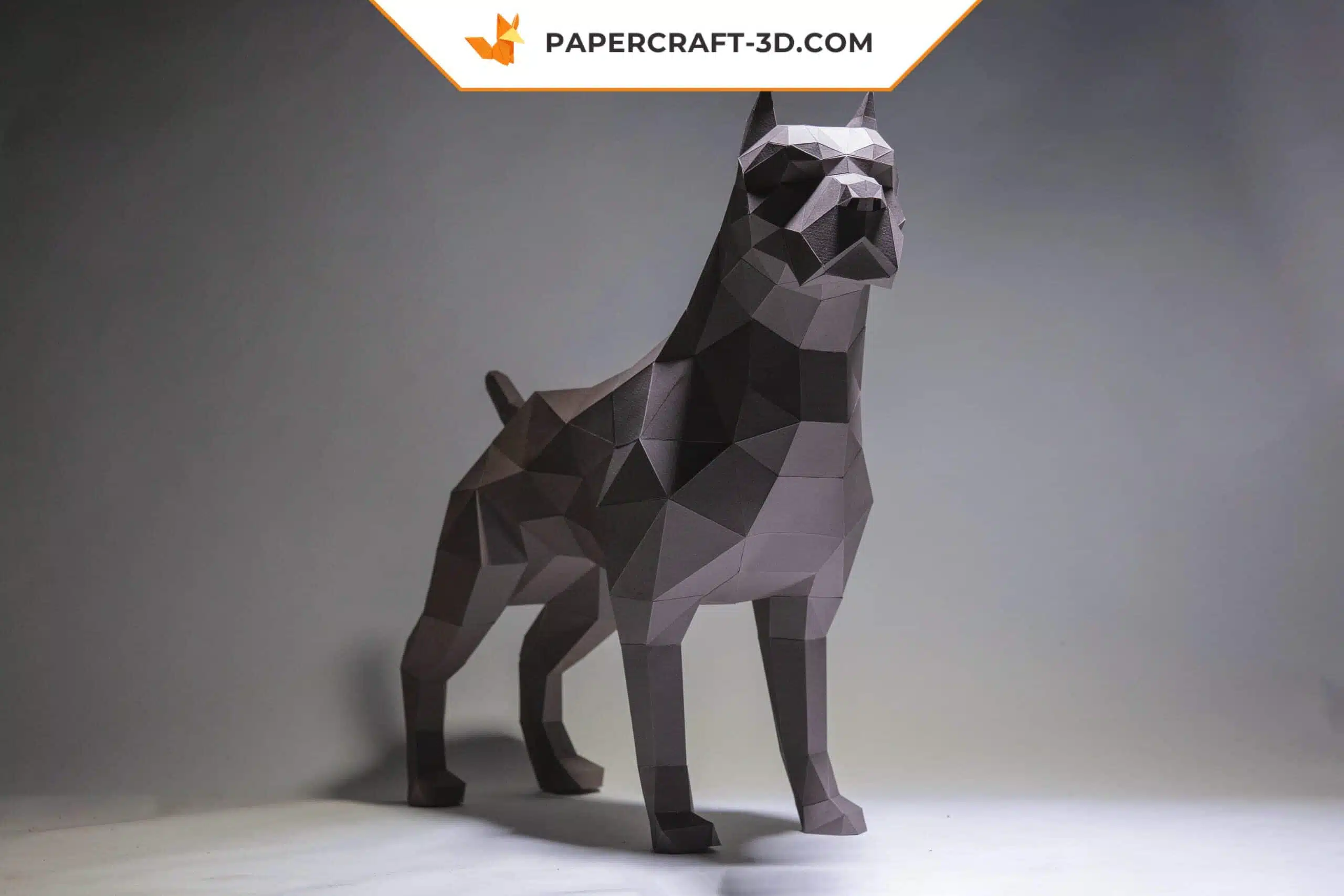 Papercraft chien pit bull origami papier 3D à monter soi-même, vue 5