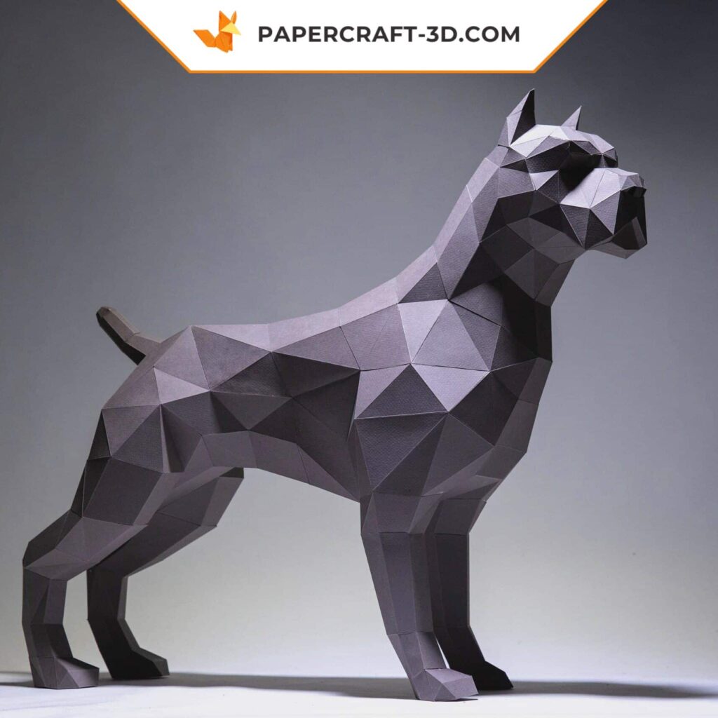 Papercraft pit bull dog in origami