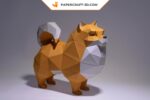 Papercraft de chien Pomeranian en origami 3D