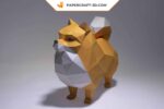 Papercraft de chien Pomeranian en origami 3D