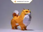 Papercraft Pomeranian-Hund als 3D-Origami