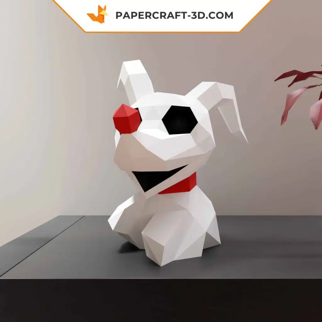 Papercraft Hund Zero Chibi als Origami, Ansicht 3