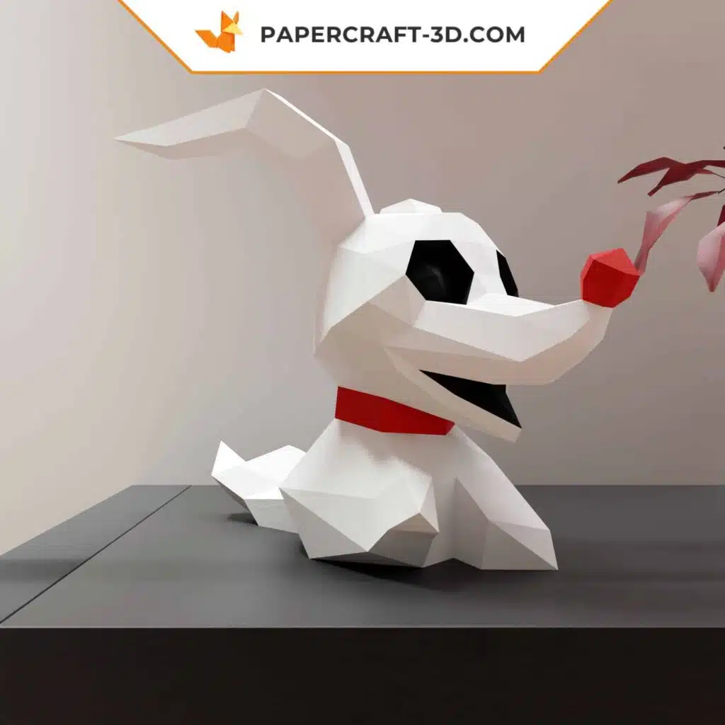 Papercraft perro Zero chibi en origami