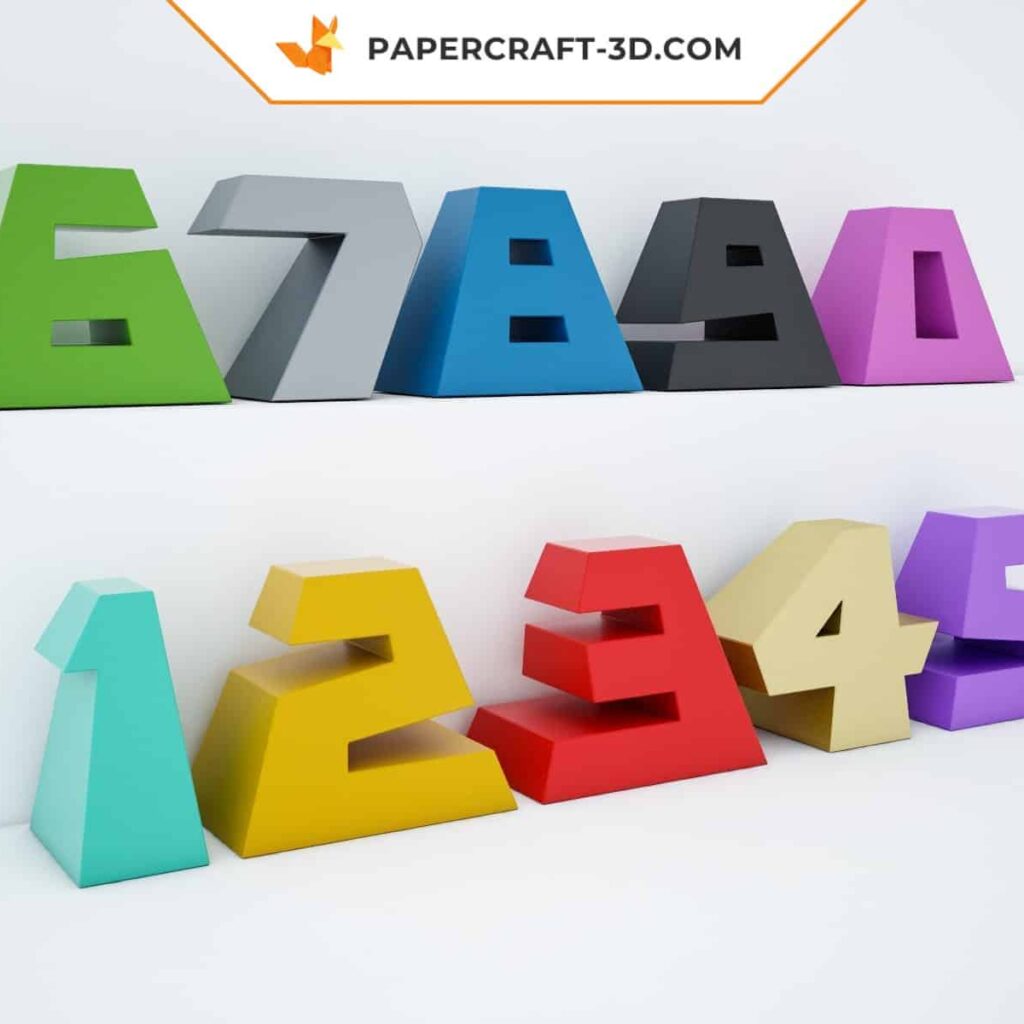 Papercraft de números em origami 3D