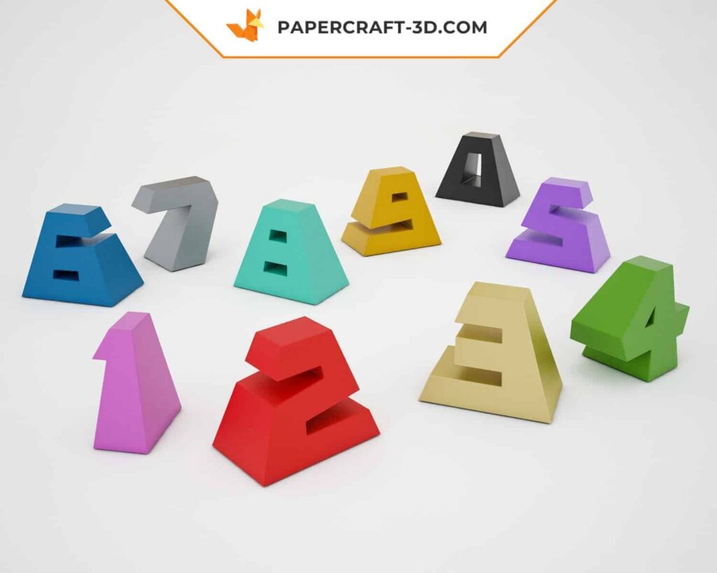 Papercraft números em origami 3D, de 0 a 9