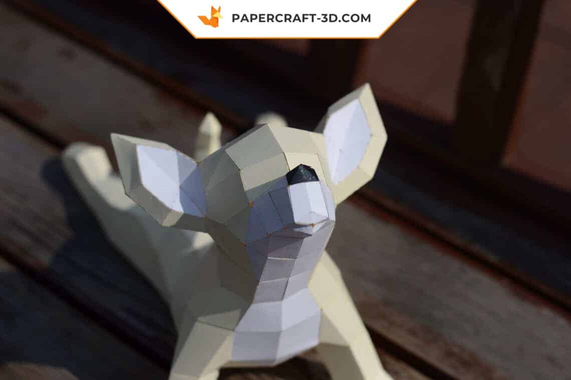 Papercraft chihuahua de yoga en origami 3D