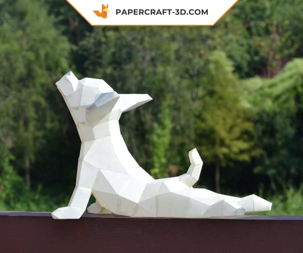 Papercraft chihuahua de yoga en origami 3D