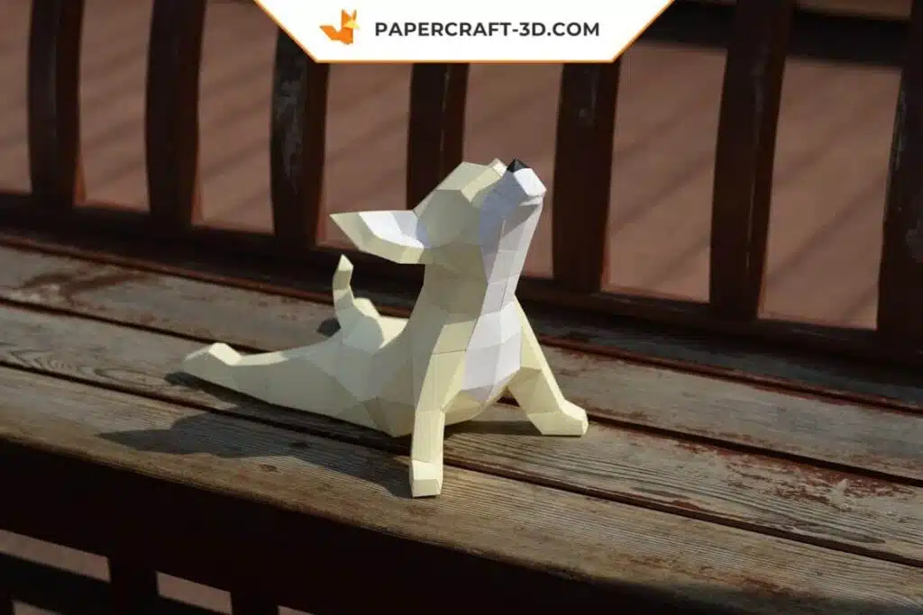 Papercraft chihuahua de yoga en origami 3D
