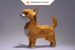 Papercraft de Chihuahua assis en origami