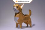 Papercraft de Chihuahua assis en origami