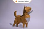 Papercraft de Chihuahua assis en origami