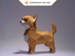 Papercraft de Chihuahua assis en origami