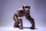 Papercraft chimpanzee in 3D origami