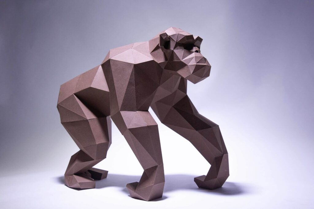 3D-Origami-Papercraft Schimpanse