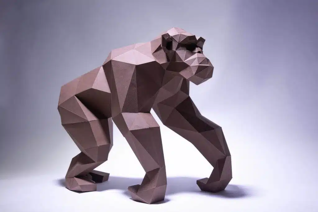 Papercraft de chimpanzé en origami 3D