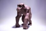 Papercraft chimpanzee in 3D origami