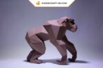 Papercraft chimpanzee in 3D origami