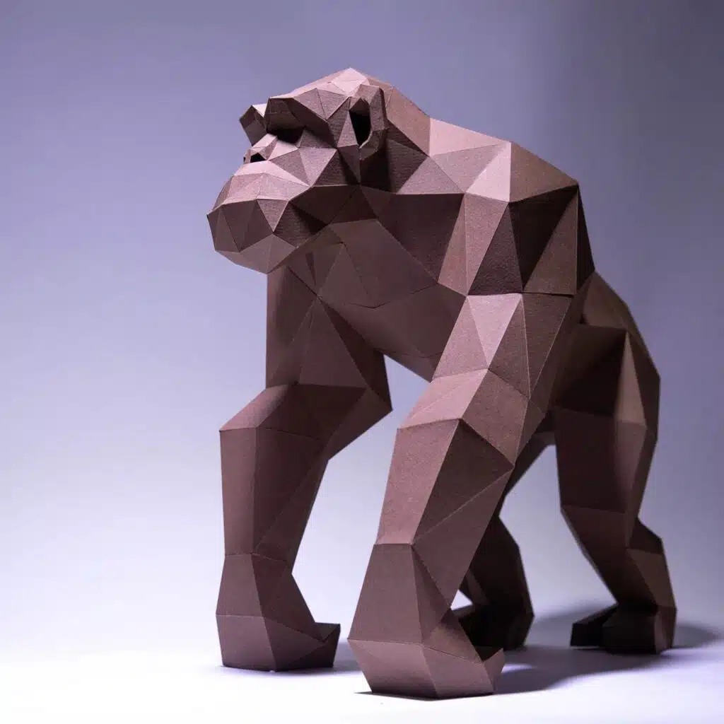 Papercraft de chimpanzé en origami 3D