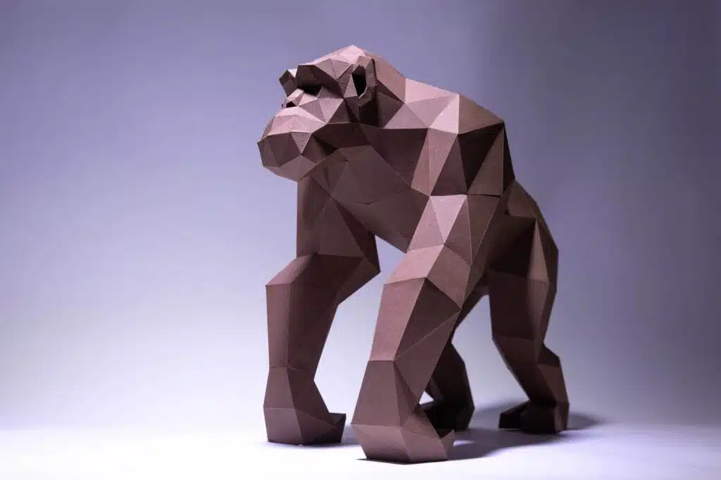 Papercraft de chimpanzé en origami 3D