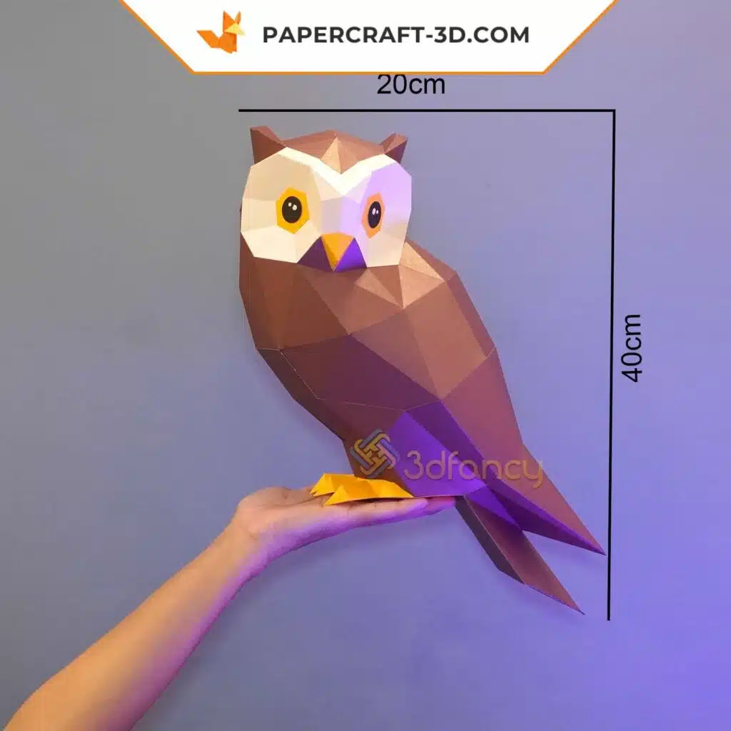 Papercraft chouette en origami papier 3D, weergave 3