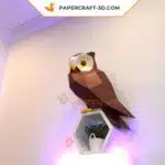 Papercraft chouette en origami papier 3D, weergave 4
