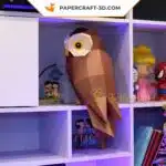 Papercraft chouette en origami papier 3D, weergave 5