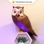 Papercraft chouette en origami papier 3D, weergave 6