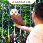 Papercraft chouette en origami papier 3D, weergave 7