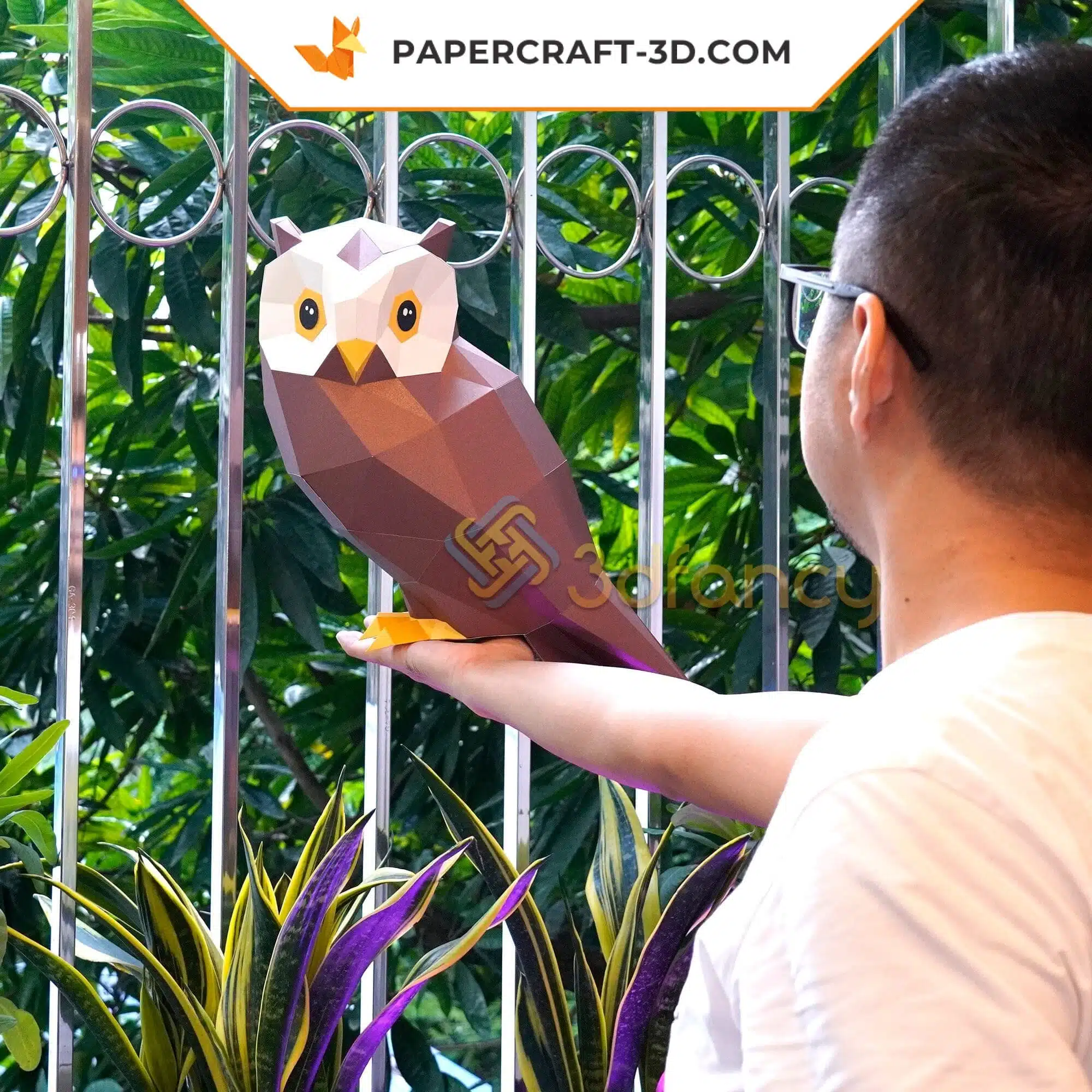 Papercraft chouette en origami papier 3D, weergave 7