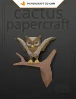 Papercraft di gufo su ramo in origami 3D