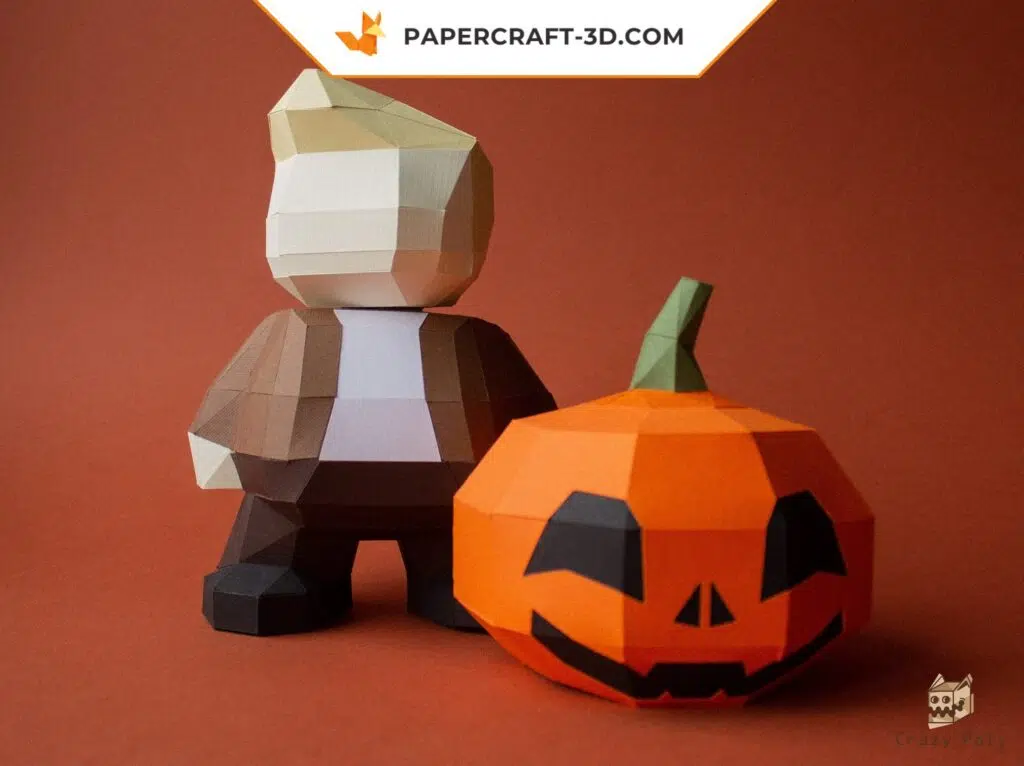 Papercraft de abóbora para Halloween em origami 3D