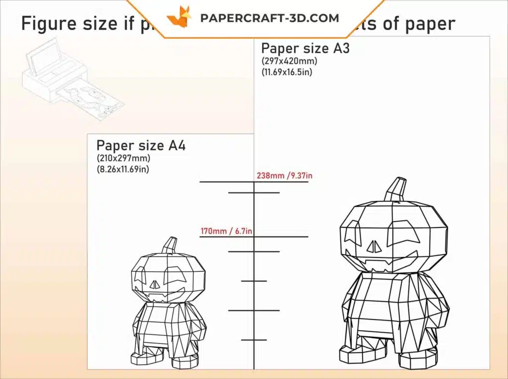 Papercraft citrouille 3D origami papier pour Halloween, weergave 3