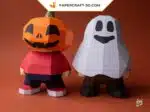Papercraft citrouille 3D origami papier pour Halloween, weergave 8